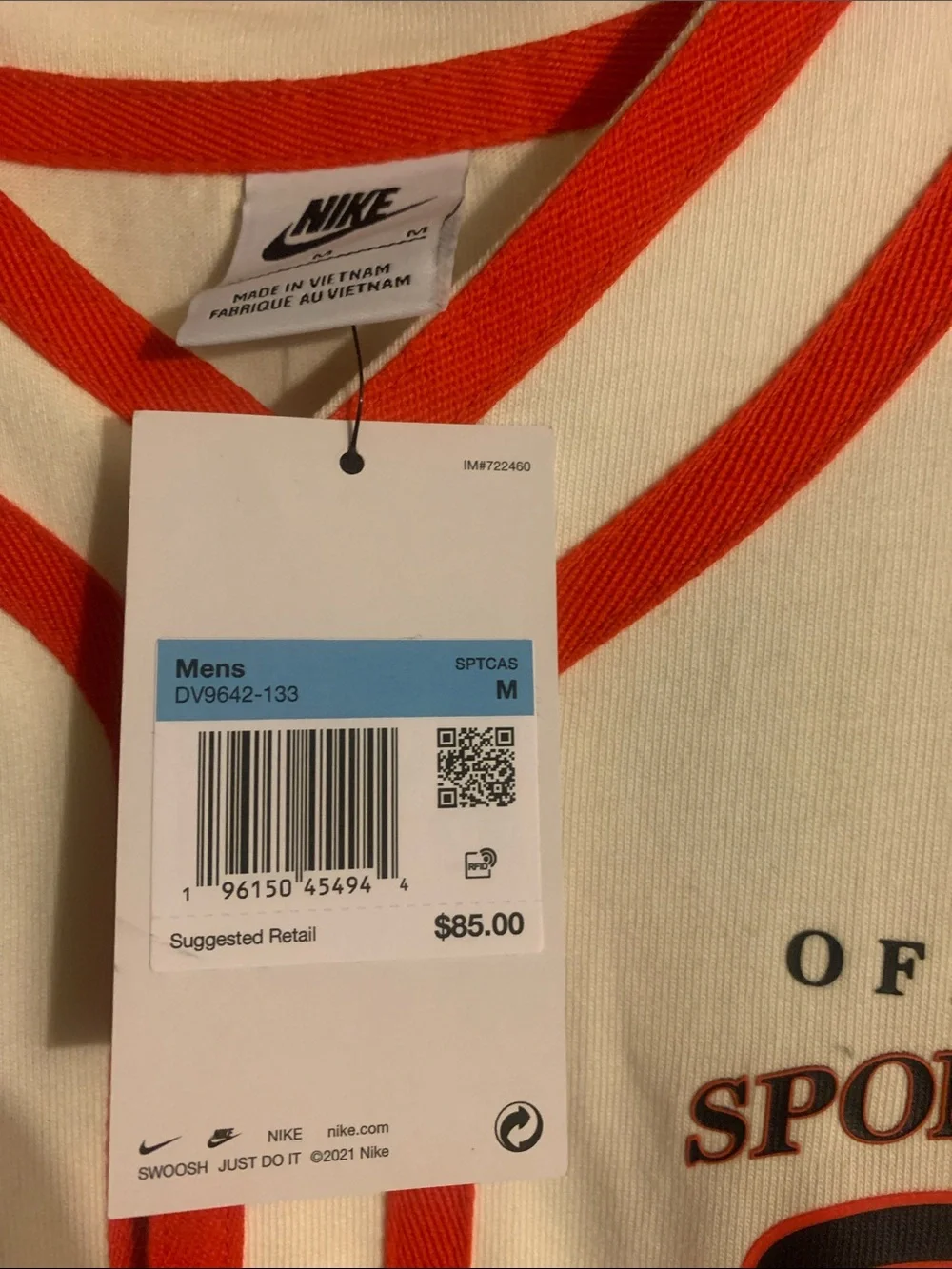 Nike White & Red Championship Flame Baseball Jersey
